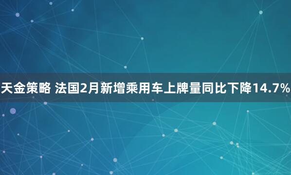 天金策略 法国2月新增乘用车上牌量同比下降14.7%