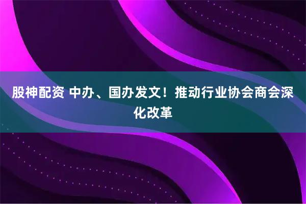 股神配资 中办、国办发文!推动行业协会商会深化改革