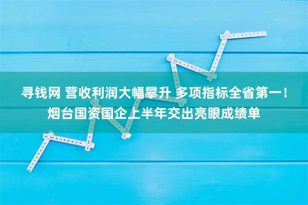寻钱网 营收利润大幅攀升 多项指标全省第一!烟台国资国企上半年交出亮眼成绩单
