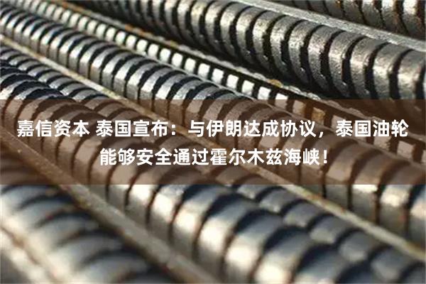 嘉信资本 泰国宣布：与伊朗达成协议，泰国油轮能够安全通过霍尔木兹海峡！
