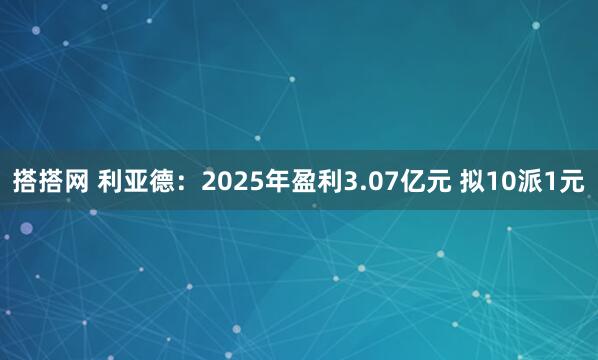 搭搭网 利亚德:2025年盈利3.07亿元 拟10派1元