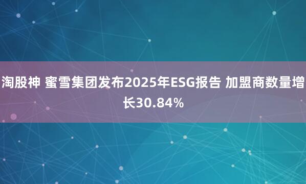 淘股神 蜜雪集团发布2025年ESG报告 加盟商数量增长30.84%