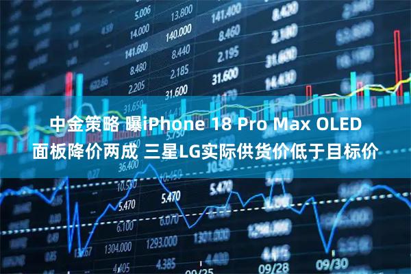 中金策略 曝iPhone 18 Pro Max OLED面板降价两成 三星LG实际供货价低于目标价