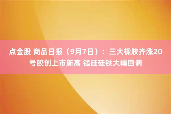 点金股 商品日报（9月7日）：三大橡胶齐涨20号胶创上市新高 锰硅硅铁大幅回调